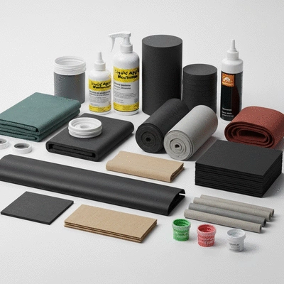 Photograph of waterproofing products and materials
