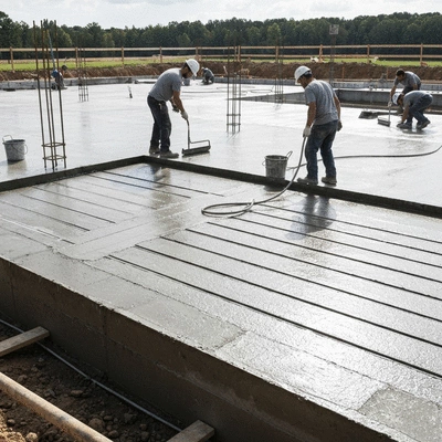 Foundation waterproofing work in progress