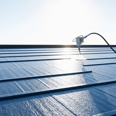 Waterproofing solution application on a commercial roof