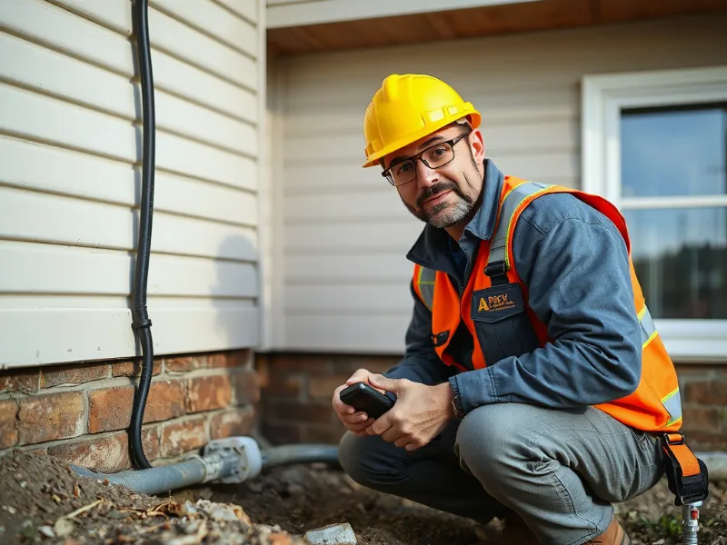 Waterproofing specialist inspecting a home's foundation